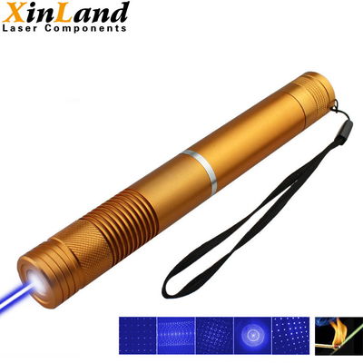 1000mw 450nm Powerful Blue Laser Pointer Aluminum With 5 Caps Long Lifetime