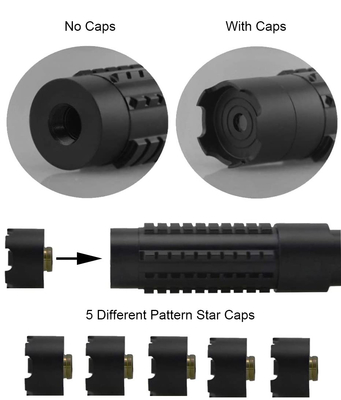 520nm Rechargeable Long Range Laser Pointer Five Pattern Star Caps For SOS